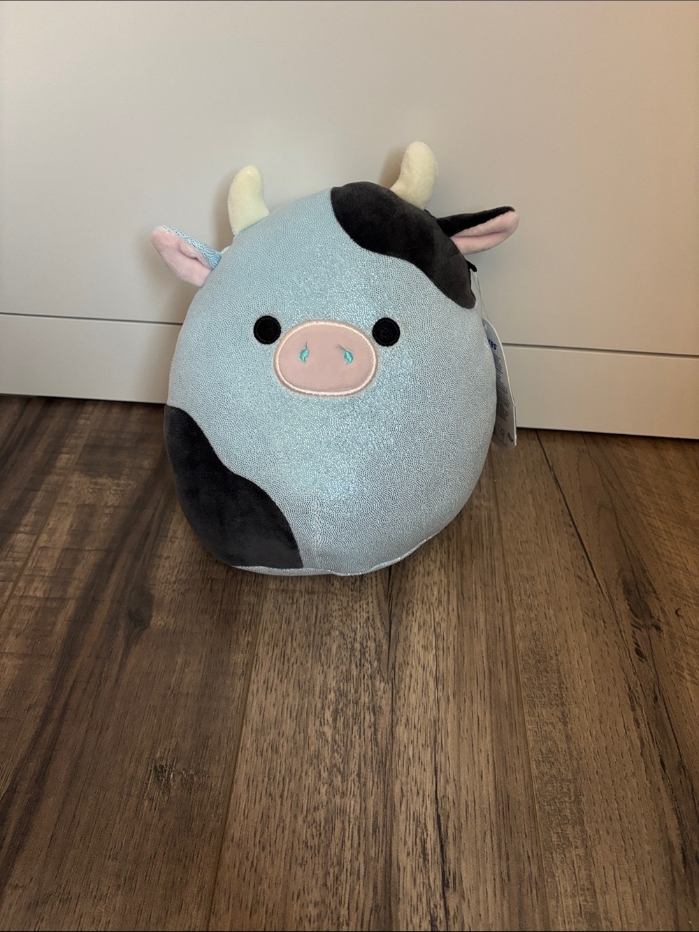 Squishmallows Light Blue and Black Cow Plush